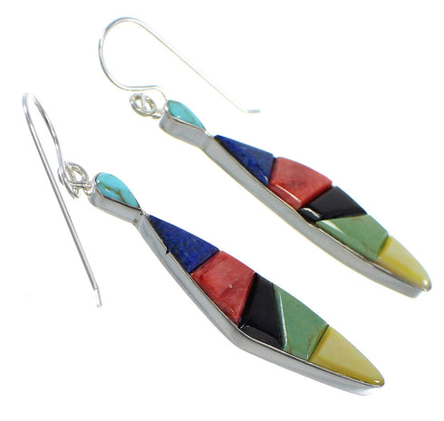 Multicolor Southwest Sterling Silver Hook Dangle Earrings RX55764