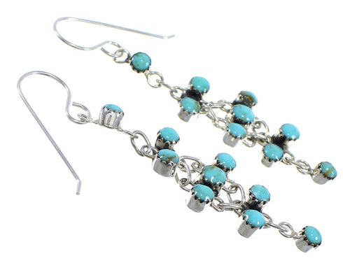 Southwest Silver Turquoise Hook Dangle Earrings RX54779