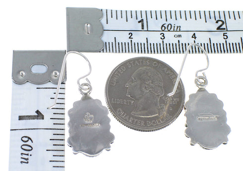 Southwest Magenta Turquoise Silver Hook Earrings RX54812