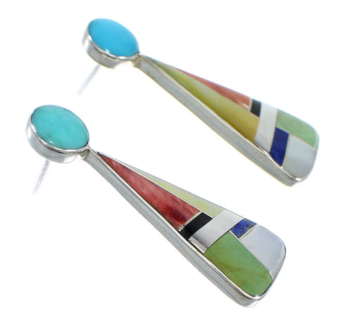 Sterling Silver And Multicolor Post Earrings RX54867