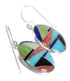 Multicolor Inlay Silver Hook Dangle Earrings RX54888