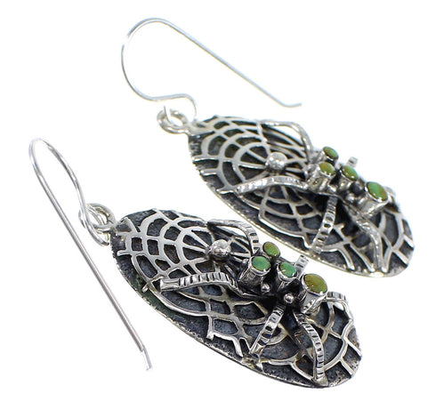 Genuine Sterling Silver Turquoise Spider Hook Earrings RX55040
