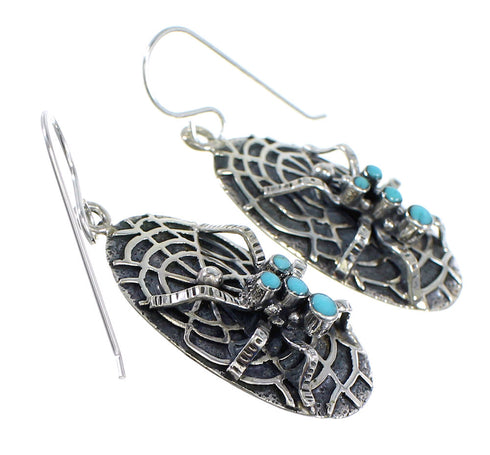 Southwest Turquoise Silver Spider Hook Earrings RX55047