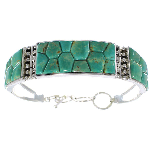 Southwest Turquoise And Silver Link Bracelet AX54448
