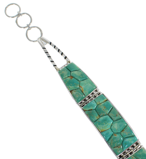 Southwest Turquoise And Silver Link Bracelet AX54448