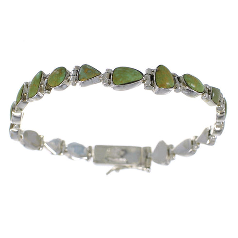 Southwestern Turquoise Sterling Silver Link Bracelet AX54247
