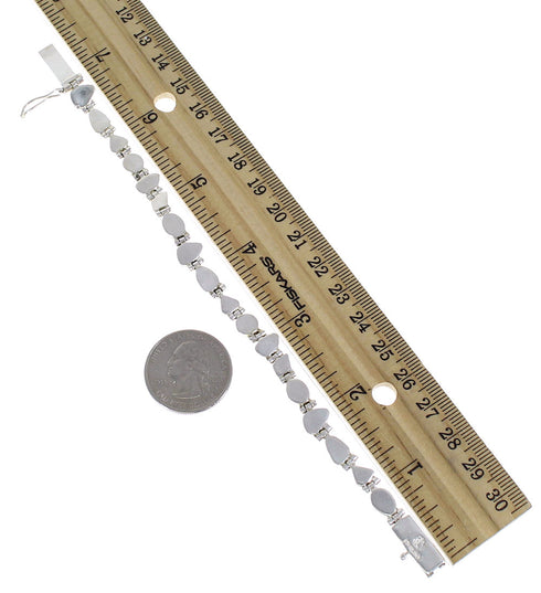 Genuine Sterling Silver Southwest Turquoise Link Bracelet AX54256