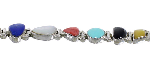 Multicolor Southwest Sterling Silver Link Bracelet AX54267