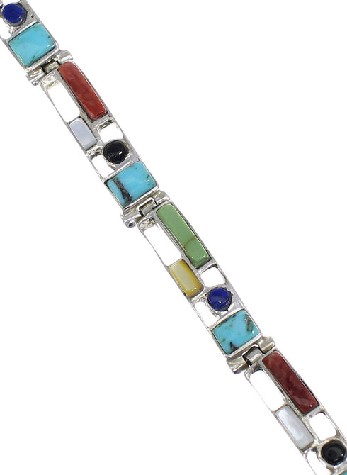 Multicolor Sterling Silver Link Bracelet AX54294