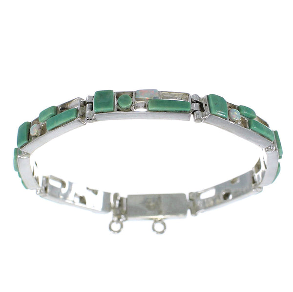 Turquoise And Opal Silver Jewelry Link Bracelet AX54343