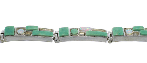 Turquoise And Opal Silver Jewelry Link Bracelet AX54343
