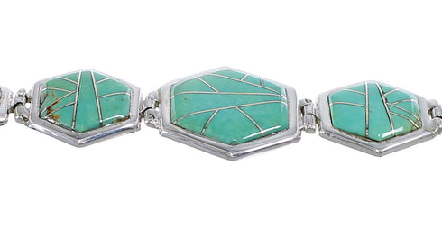 Turquoise Inlay Sterling Silver Link Bracelet AX54105
