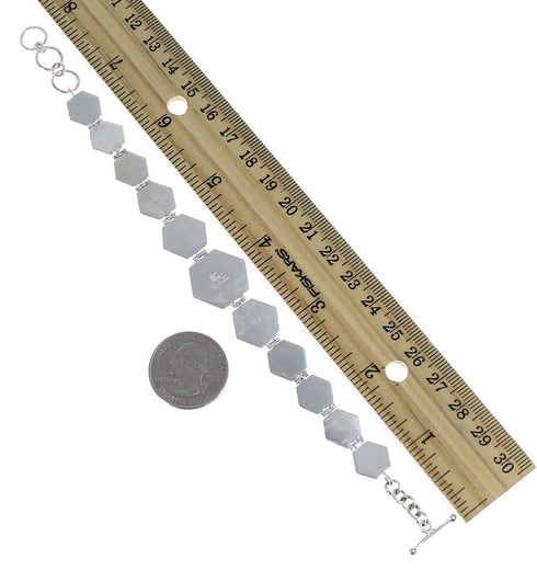 Multicolor Inlay Sterling Silver Link Bracelet AX54128