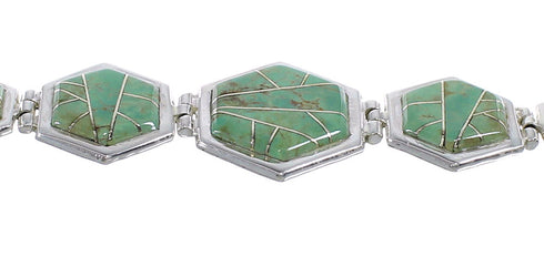 Southwest Turquoise Sterling Silver Link Bracelet AX54131