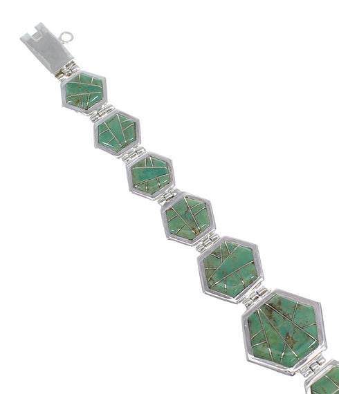 Southwest Turquoise Sterling Silver Link Bracelet AX54131