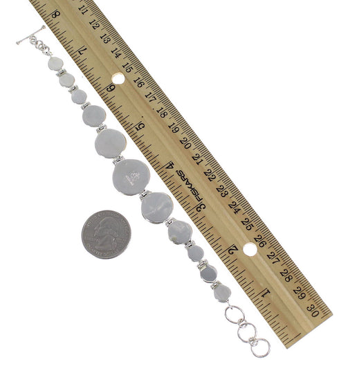 Multicolor Inlay Southwest Sterling Silver Link Bracelet AX54188