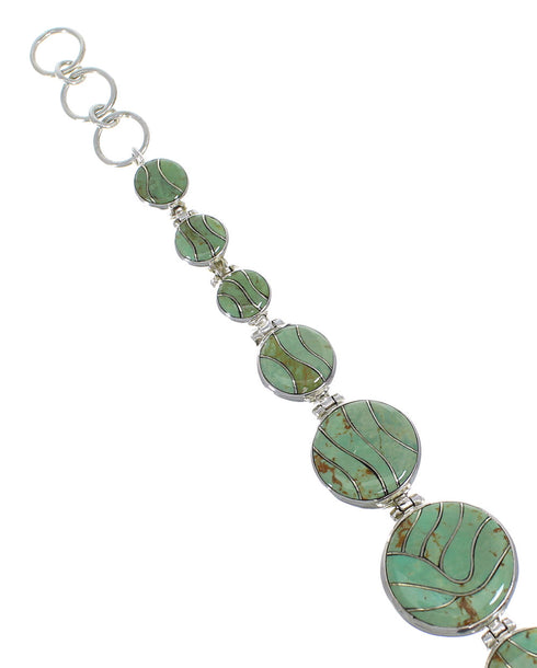Turquoise Inlay Silver Jewelry Link Bracelet AX54189
