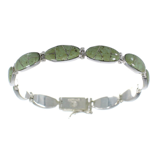 Southwest Turquoise Silver Link Bracelet AX54536