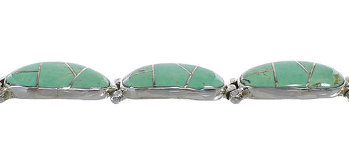 Southwest Turquoise Inlay Silver Link Bracelet AX54537
