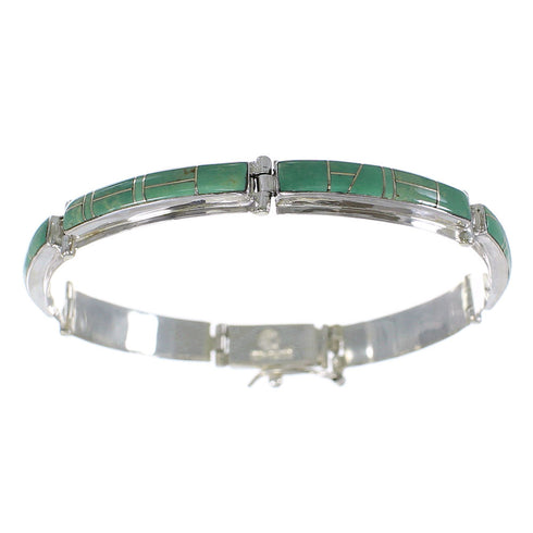 Silver Southwestern Turquoise Inlay Link Bracelet AX55063