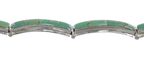 Silver Southwestern Turquoise Inlay Link Bracelet AX55063
