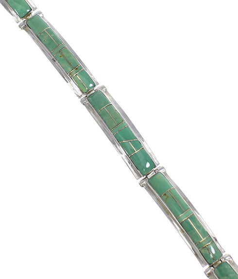 Silver Southwestern Turquoise Inlay Link Bracelet AX55063