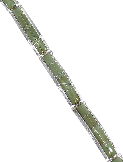 Silver Southwest Turquoise Inlay Link Bracelet AX55064