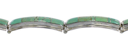 Sterling Silver Southwest Turquoise Inlay Link Bracelet AX55066
