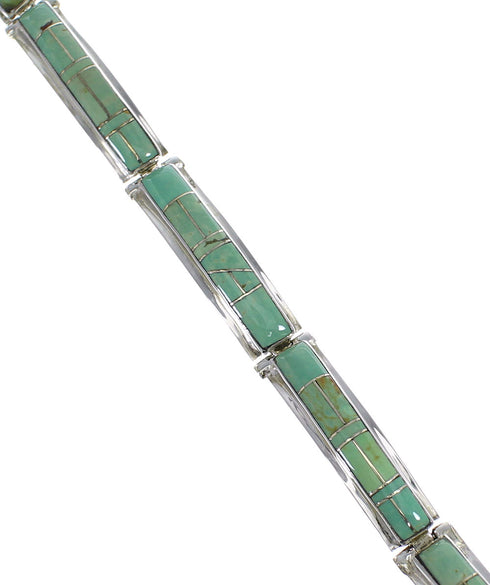 Sterling Silver Southwest Turquoise Inlay Link Bracelet AX55066