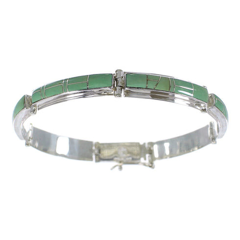 Sterling Silver Southwestern Turquoise Inlay Link Bracelet AX55067
