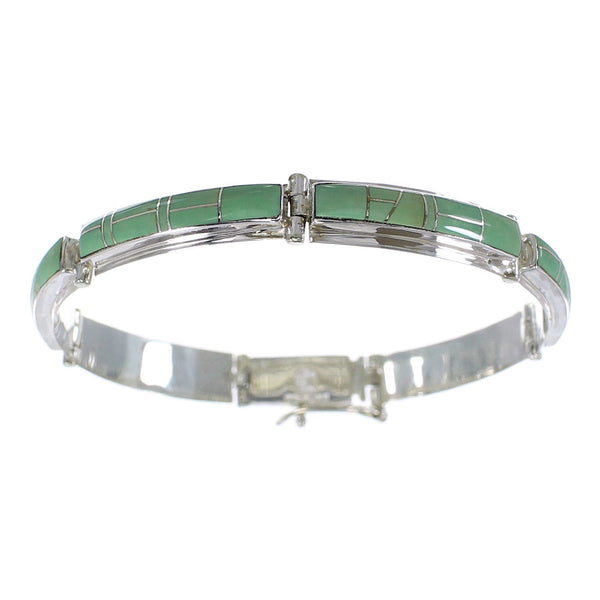 Sterling Silver Southwestern Turquoise Inlay Link Bracelet AX55067