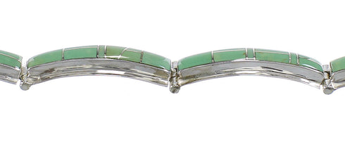 Sterling Silver Southwestern Turquoise Inlay Link Bracelet AX55067