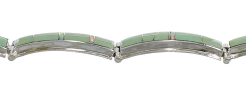 Opal And Turquoise Southwestern Silver Link Bracelet AX55090