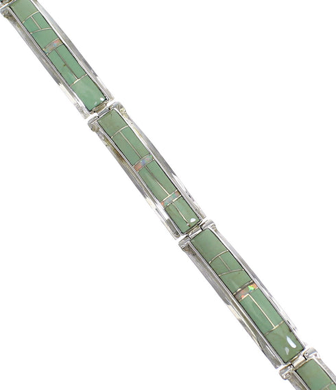 Opal And Turquoise Southwestern Silver Link Bracelet AX55090