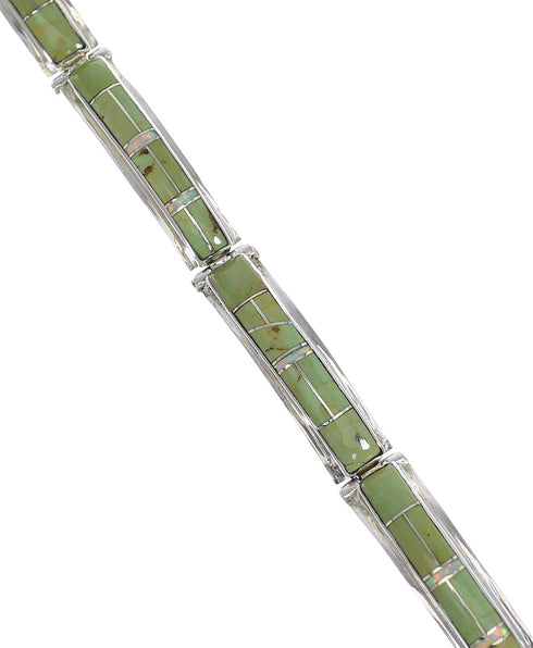 Opal And Turquoise Southwest Sterling Silver Link Bracelet AX55091