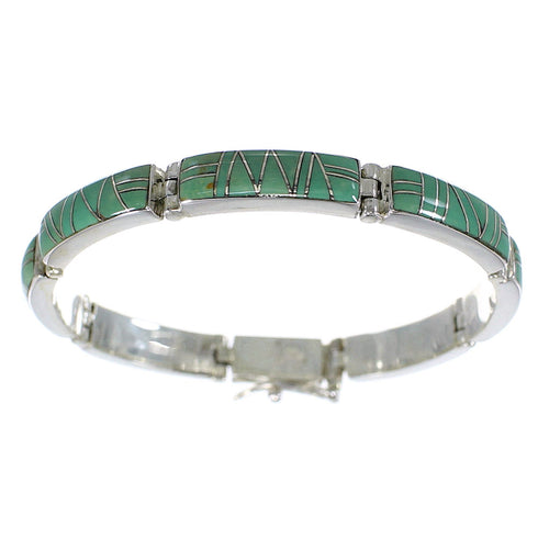 Southwestern Turquoise Genuine Sterling Silver Link Bracelet AX55185