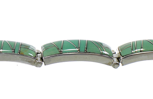 Southwestern Turquoise Genuine Sterling Silver Link Bracelet AX55185