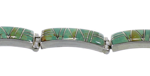 Turquoise Sterling Silver Jewelry Link Bracelet AX55188
