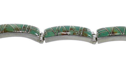 Southwestern Turquoise Genuine Sterling Silver Link Bracelet AX55244