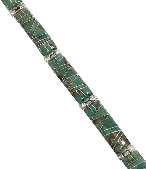 Southwestern Turquoise Genuine Sterling Silver Link Bracelet AX55244