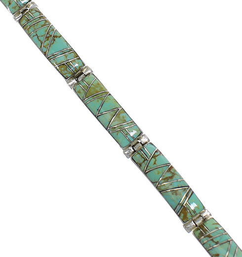 Southwest Turquoise Authenitc Sterling Silver Link Bracelet AX55247