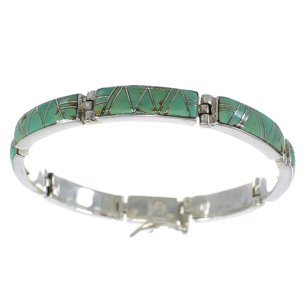 Southwestern Turquoise Authentic Sterling Silver Link Bracelet AX55248