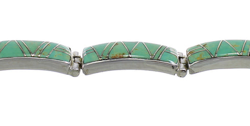 Southwestern Turquoise Authentic Sterling Silver Link Bracelet AX55248