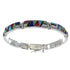 Multicolor Inlay Sterling Silver Link Bracelet AX55286
