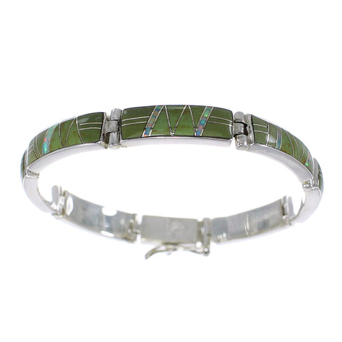 Turquoise And Opal Genuine Sterling Silver Link Bracelet AX55289