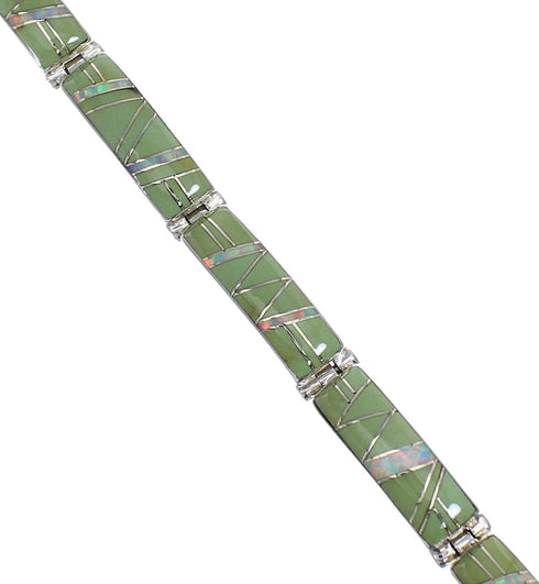Turquoise And Opal Sterling Silver Jewelry Link Bracelet AX55290
