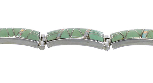 Southwest Turquoise And Opal Sterling Silver Link Bracelet AX55291