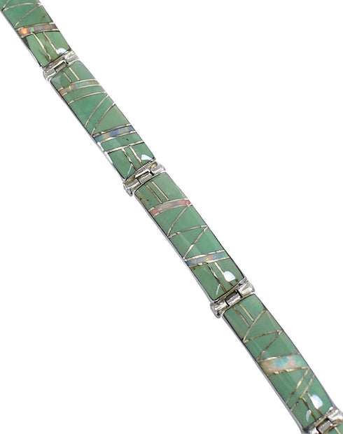 Southwestern Turquoise And Opal Silver Link Bracelet AX55294