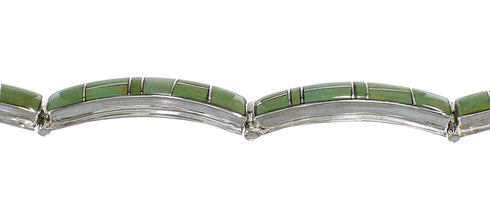 Southwestern Turquoise Inlay Silver Link Bracelet AX54763