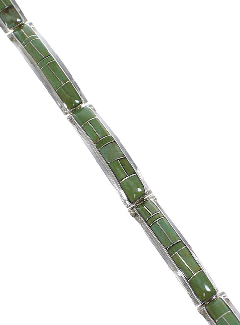 Southwestern Turquoise Inlay Silver Link Bracelet AX54763
